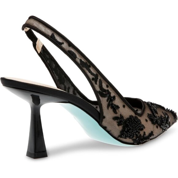 Betsey Johnson Womens Black Textile Closed Pointed Toe Slingback Nikki Pump - Picture 7 of 8